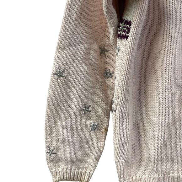 Not So Ugly Christmas Sweater Knitted Pastel Cardigan Santa Sleigh Horse Angel - Picture 12 of 13